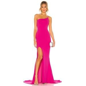 Nookie Jasmine One Shoulder Gown Neon Pink Size S NWT